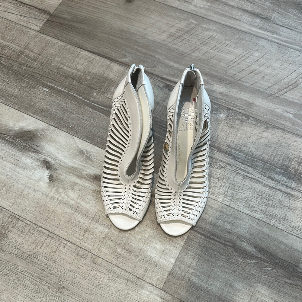 Vince Camuto White Perforated Heels